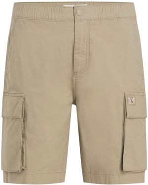 Calvin Klein Straight Twill Cargo Shorts - Natural