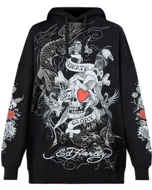 Ed Hardy Death Or Glory Love Hoodie - Grey