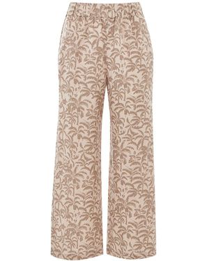 Whistles Women's Palm Print Cropped Trouser - Natural