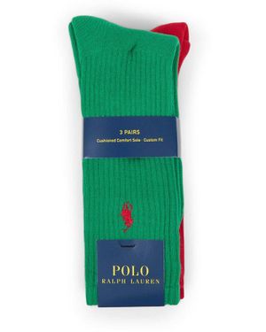 Ralph Lauren Polo Plr Rb-Crew Sock-3 Pack - Green