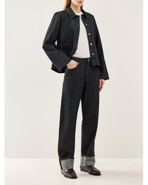 SELECTED Straight Lyra-Bora Mid-Waist Fold-Up Jeans - White