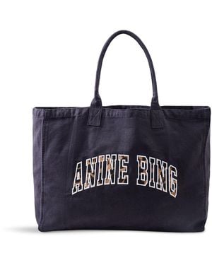 Anine Bing Leo Canvas Tote Bag - Blue
