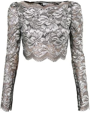 Rabanne Haut Stretch Lace Top Off Shoulder - Grey