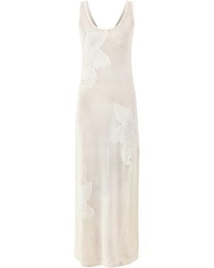 Pretty Lavish Kailani Floral Openwork Knit Dress Cream - White