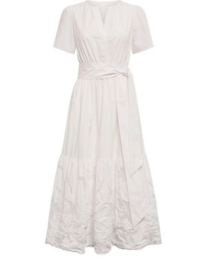 Forever New Matilda Embroidered Tie Midi Dress - White
