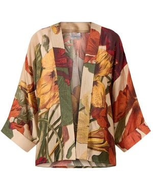 One Hundred Stars Nasturtium Short Kimono - White