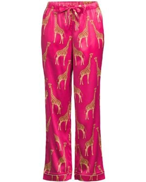 Chelsea Peers Women's Giraffe Button Up Long Set - Pink