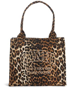 Ganni Women's Large Easy Shopper Bag Leopard Print - Multicolour