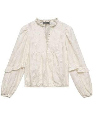 Mint Velvet Jacquard Blouse - White