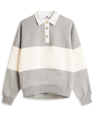 Tommy Hilfiger Tone Button Relaxed Rugby Sweatshirt - White