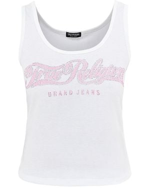 TRUE RELIGION Crystal Square Neck Rib Tank - White