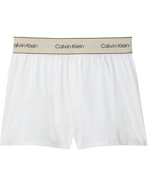 Calvin Klein Poplin Logo Pyjama Shorts - White