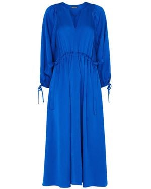 Whistles Molly Satin Ruched Dress - Blue