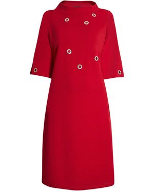 James Lakeland Eyelet High Collar Dress - Red