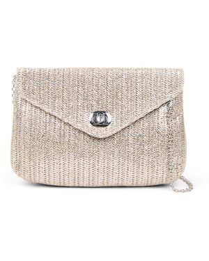 Anna Cecere Raffia Clutch Bag - White