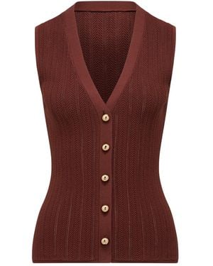 Forever New Ivy Pointelle Waistcoat - Brown
