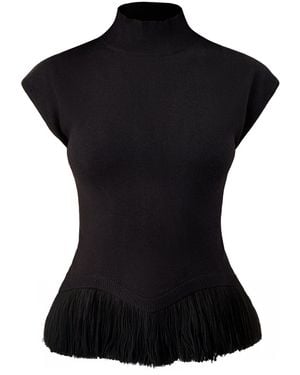 Pretty Lavish Orlendina Fringe Top - Black