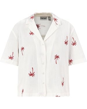 Pieces Kiana Embroidered Shirt Multi - White