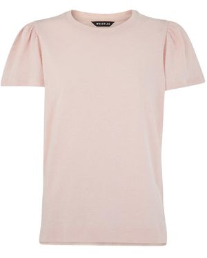 Whistles Women's Cotton Frill Sleeve T-shirt - Pink