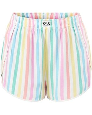 Stripe & Stare Ecovero Pyjama Shorts Stripe Print - White