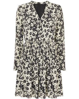 Whistles Riley Floral-Print Shirred Woven Mini Dress - White
