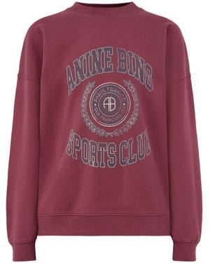 Anine Bing Miles Collegiate Crew Neck Sweatshirt - Red
