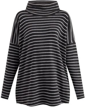 Mama B. Stripe Roll Neck Jumper - Black