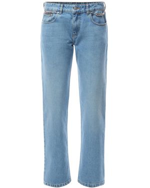 Stella McCartney Women's Falabella Chain Light Wash Cropped Jeans - Blue