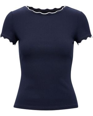 Forever New Rebecca Scallop Trim T-Shirt - Blue