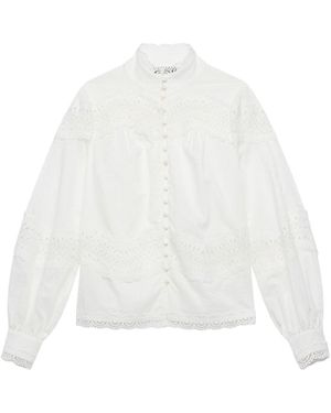Mint Velvet Women's Cotton Lace Detail Blouse - White