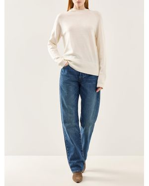 SELECTED Thea Merino Knit Brushed Hoodie Cream - White