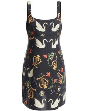 Kitri Women's Connie Cygnus And Lyra Print Mini Dress - Black