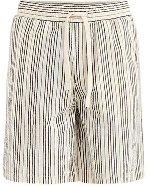 Only & Sons Seersucker Jogger Shorts Cream - White
