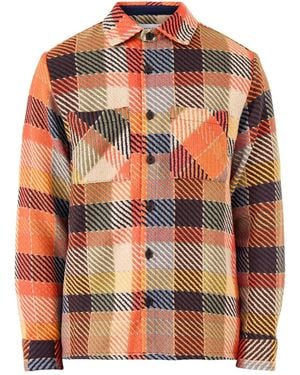 Wax London Whiting Pike Check Overshirt - Orange
