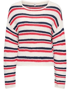 ONLY Geena Crew Neck Jumper Multi - White