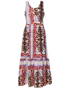James Lakeland Wide Neckline Strappy Midi Dress, Cotton - Red