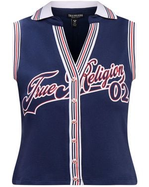 True Religion Sporty Terry Polo Top - Blue