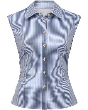 Forever New Nova Ruched Collared Shirt - Blue