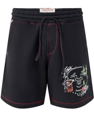 TRUE RELIGION Big T Fleece Sweat Shorts - Blue