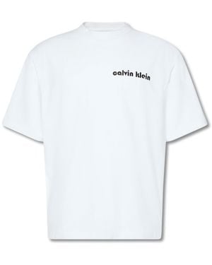 Calvin Klein Logo Script Graphic Relaxed T-Shirt - White