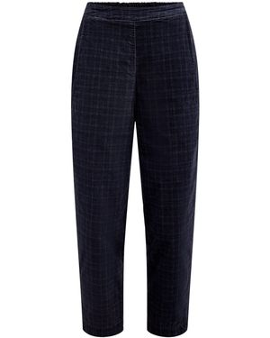 Mama B. Velvet Check Trousers Dark - Blue