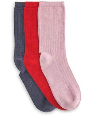 Whistles Women's Ribbed Socks Set Of 3 - Pink