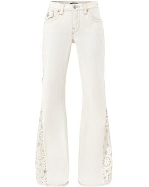 TRUE RELIGION Crochet Mid Rise Flare Flap Jeans - White