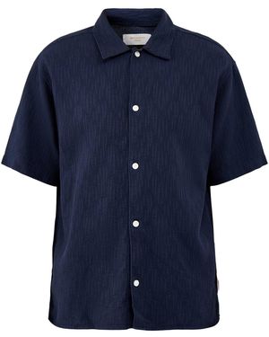 Jack & Jones Jormontauk Wavy Texture Short Sleeve Shirt - Blue