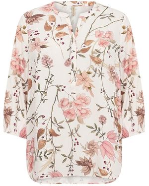 Soya Concept Grace 2 Floral Long Sleeve Shirt - White