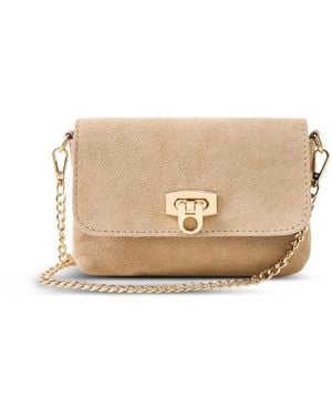 Marlon Art Venus Latchy Suede Crossbody Bag Tan - Natural