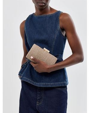 Anna Cecere Raffia Clutch Bag With Chain - Blue