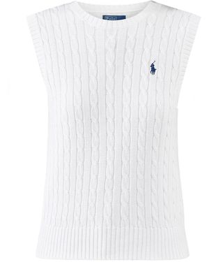 Polo Ralph Lauren Cable Knit Vest Top - White
