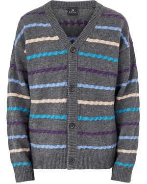 Paul Smith Stripe Cardigan Button Thru - Grey