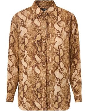 Ralph Lauren Snake Print Long Sleeve Shirt Multi - Brown